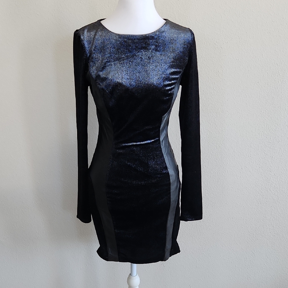Guess Shimmering Black Long Sleeve Dress